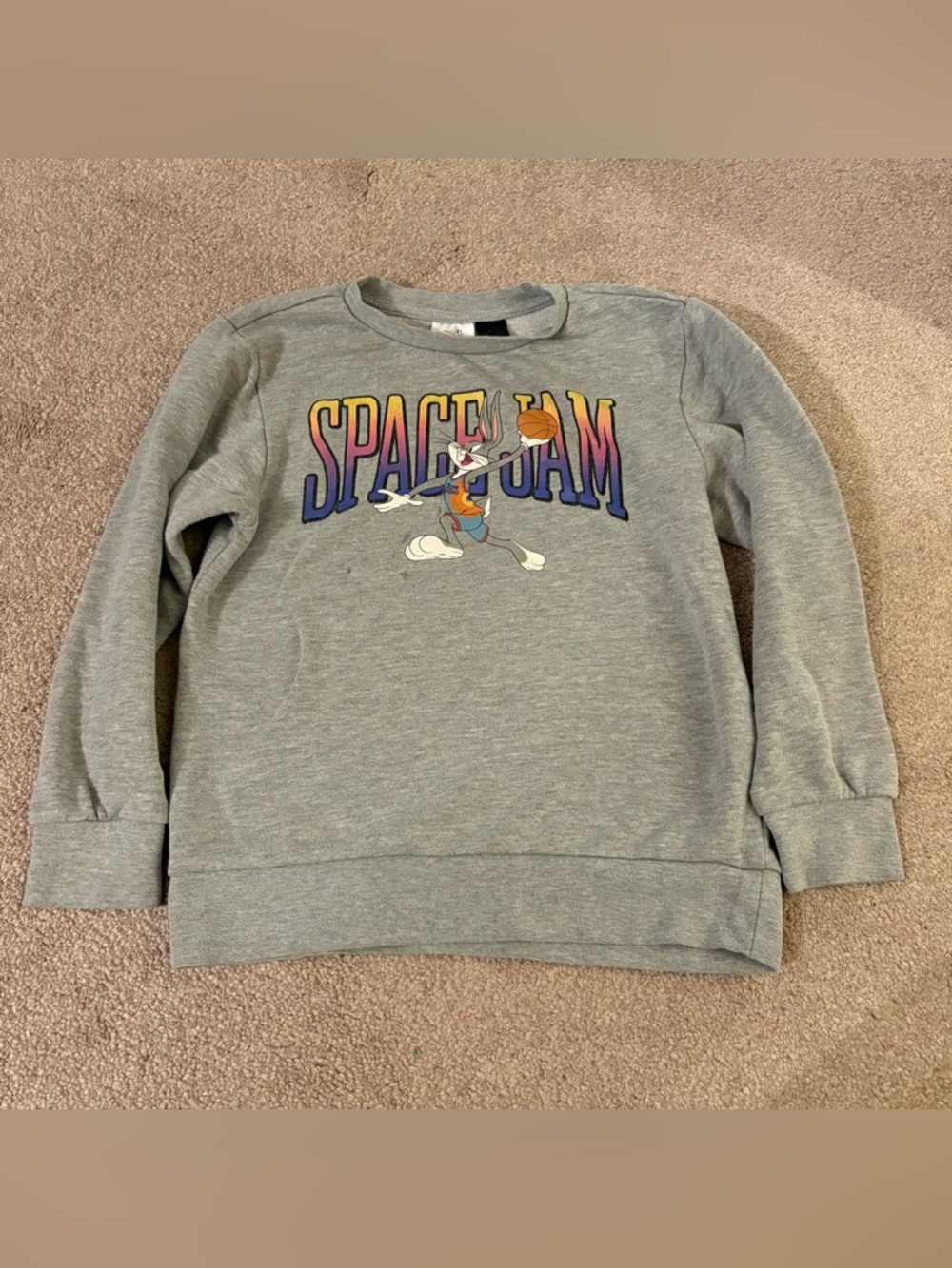 Space Jam Graphic Crewneck Sweatshirt - Grey size small